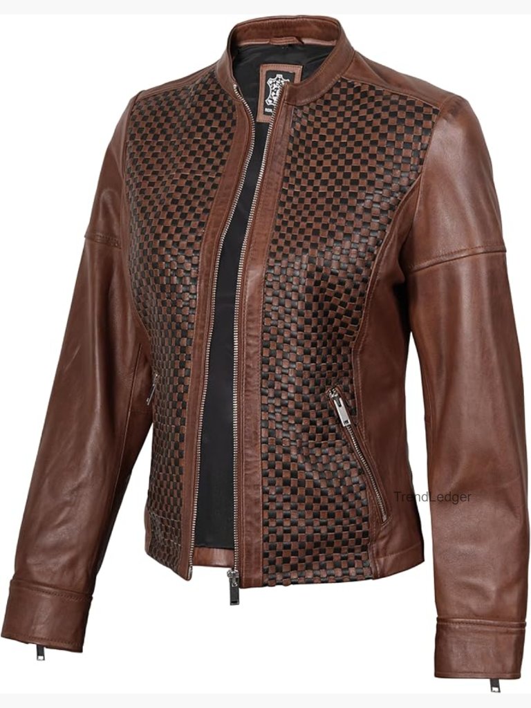 Real Lambskin Cafe Racer Biker Jacket Genuine Leather Motorcycle Coat Women